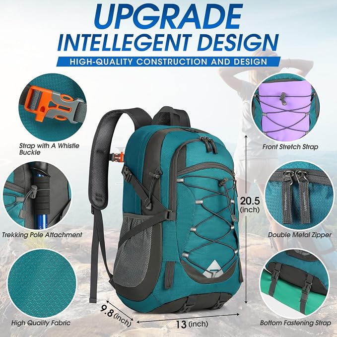 IGOLUMON Hiking Backpack 40L Packable Lightweight Camping Daypack Men Women | Multi-compartment storage Water-resistant Foldable Nylon Material Hiking Day pack for Camping Cycling Outdoor
