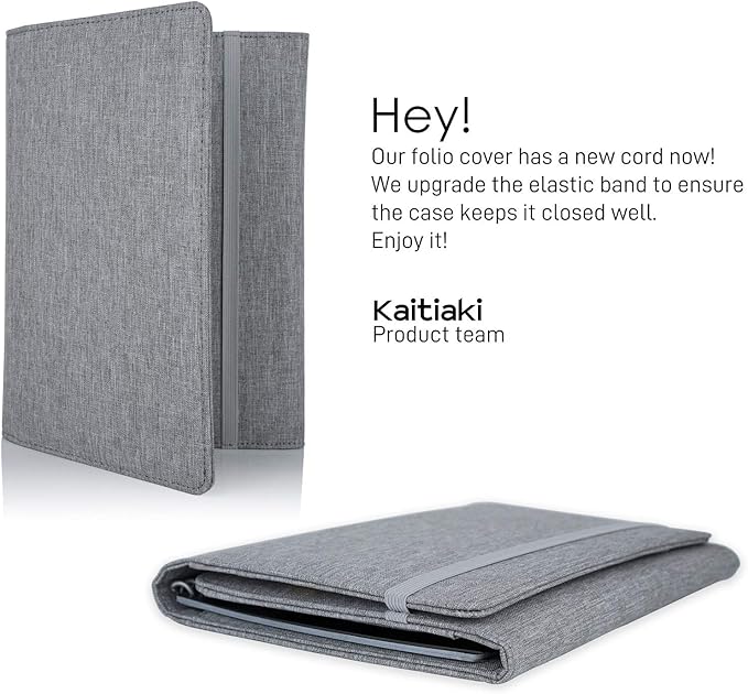 Folio Cover Compatible with Rocketbook Fusion, Everlast, Wave, Multi Organizer with Pen Loop, Zipper Pocket, Business Card Holder, Waterproof Fabric, Executive Size, Gray