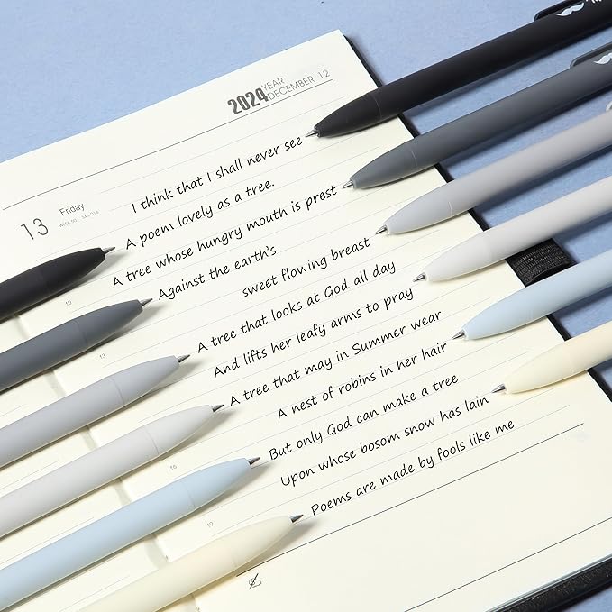 Mr. Pen- Retractable Gel Pens, 12 Pack, Black Ink, Monochrome Elegance Barrel, Fine Point 0.5mm, Fast Dry, Smooth Writing, Cute Pens for Drawing, Writing Planner and School Supplies