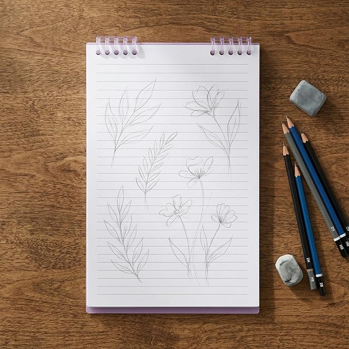 10 PCS B5 Professional Steno Pads, Top Spiral Bound Notebook 120 Pages Thick Paper, 7"x10" College Ruled Left-Handed Design for Office Meetings & Business Notes (Purple)