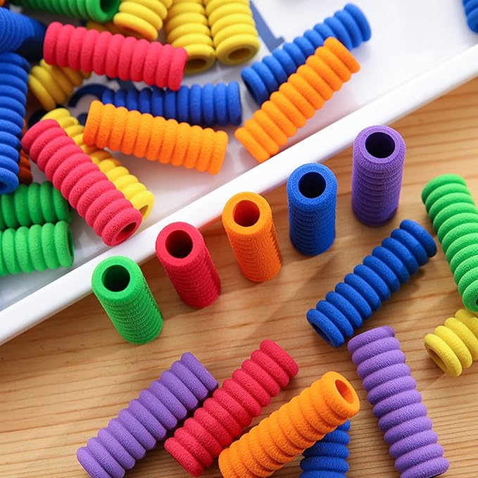 Foam Pencil Grippers,30 Pieces Foam Pencil Grips for Kids and Adults Handwriting Relieving Fingers Fatigue Writing Aid Pencil Holder Comfort Cushion Grip Pen Grippers
