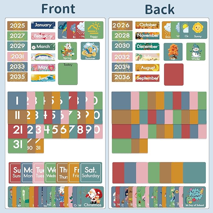 Yoink 49 Pockets Classroom Calendar Pocket Chart with 77 Cards, Daily Monthly Learning Calendar for Circle Time Weather Seasons, Preschool Kindergarten Homeschool Must Have, Teacher Supplies (White)