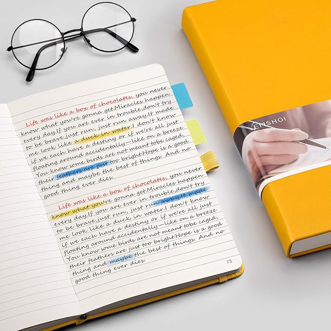 EMSHOI Lined Journal Notebook, 256 Numbered Pages, A5 Size (5.7'' x 8.3'')