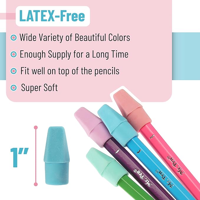 Mr. Pen- Pencil Top Erasers Bulk, 150 Pack, Pastel Colors