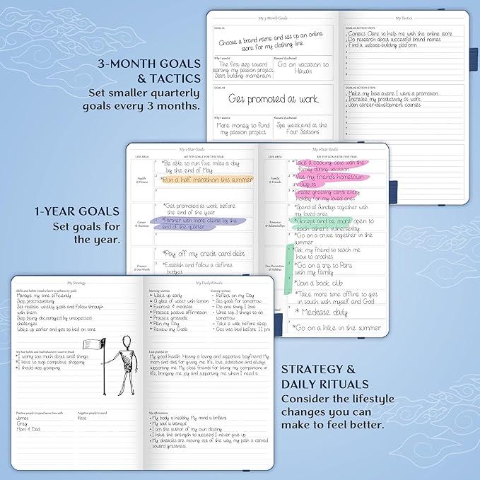 Legend Planner – Undated Weekly & Monthly Life Planner to Hit Your Goals & Live Happier, Organizer Notebook & Productivity Journal, A5 (Mystic Blue)