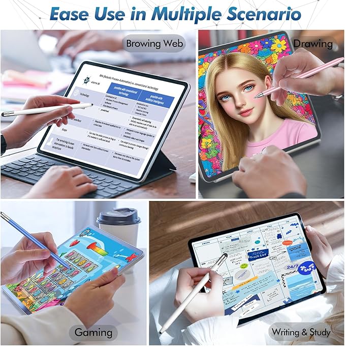 Stylus Pen for Touchscreen, 3-in-1 Rubber Disc Stylus, High Sensitivity and Precision, Universal Stylus Pen Compatible for Ipad,iPhone Android Kindle All Capacitive Tablets