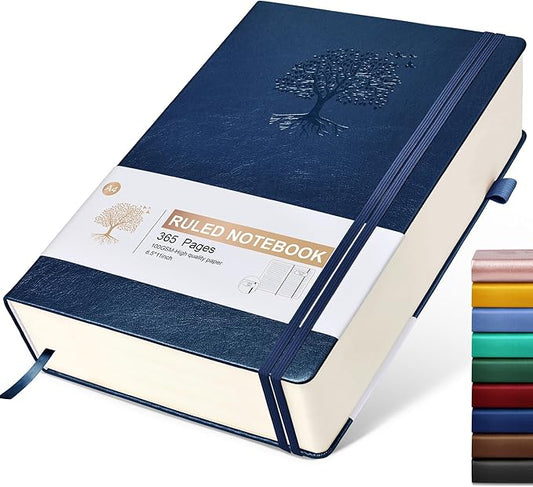 Lined Journal Notebook, 365 Pages A4 Large Journals for Writing Ruled Notebook, Hardcover Leather Journal for Women Men, Daily Notebook for Work, Note Taking, 100Gsm Thick Paper( 8.5" x 11" Darkblue)