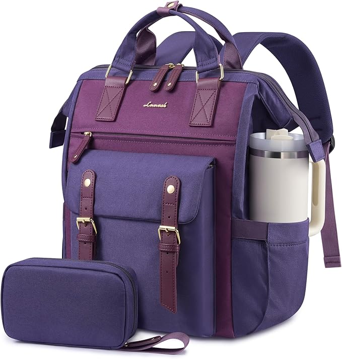 LOVEVOOK Laptop Backpack for Women with Giant Tumbler Holder Pocket,15.6 inch Waterproof Travel Backpack Purse Computer Laptop Bag