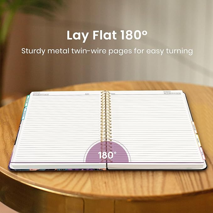 Large Spiral Lined Notebooks for Work with Removable Dividers & Tabs, 8.5"x11" Pretty Hardcover 5 Subject Notebook Journal for Women, College Ruled, Perfect for Study & Office Organization, 280 Pages,Coral Dream