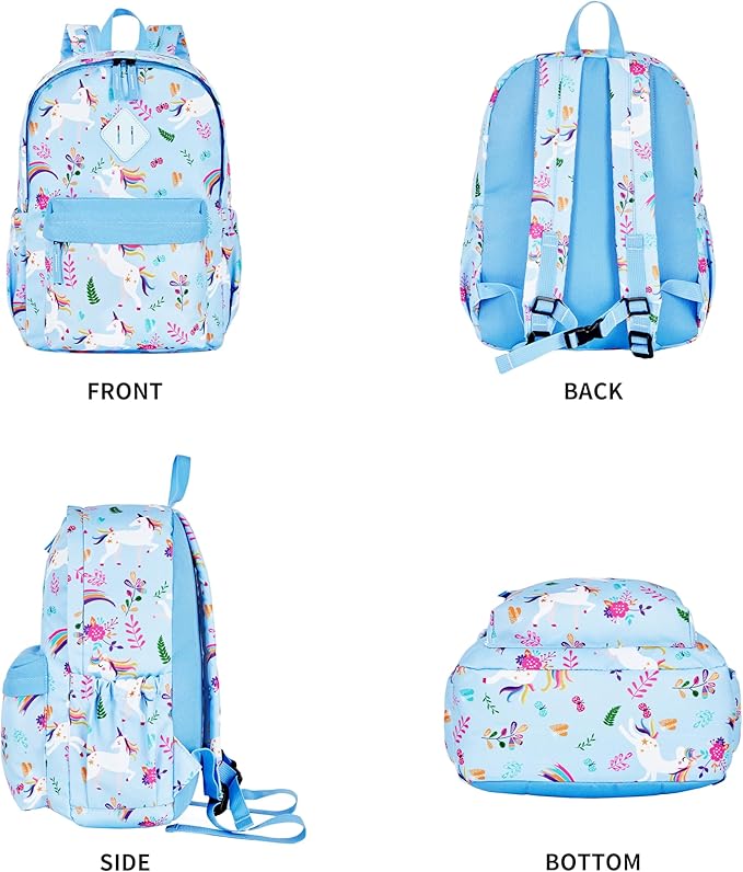 KK CRAFTS Preschool Backpack Kindergarten Little Kids Toddler Elementary School Backpacks for Boys and Girls with Chest Strap(15Inch, Blue Unicorn)