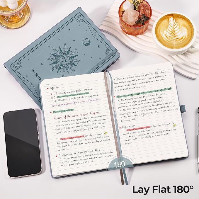 EMSHOI Lined Journal Notebook, 320 Numbered Pages, A5 Size (5.7'' x 8.3'')