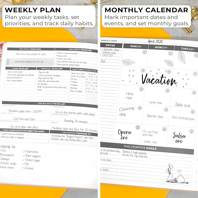 Clever Fox Planner Daily PRO - 8.5 x 11" A4 Size Daily Life Planner and Gratitude Journal to Increase Productivity, Time Management and Hit Your Goals - Undated - Lasts 3 Months (Pearl)