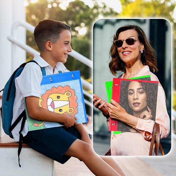 WOT I 1 Inch Telescoping 3 Ring Binder 4 Pack, Expandable Flexible Binder with Customizable Front Cover & Clear Catalog Pocket, Holds 8.5"x11" Paper, Assorted Colors, School Office Supplies