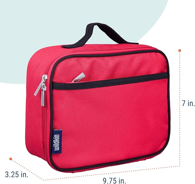Wildkin Kids Insulated Lunch Box, Keeps Food Hot or Cold, BPA-Free with Mesh Pockets & Easy-Clean Lining – Ideal for School, Travel & Daycare – Cardinal Red