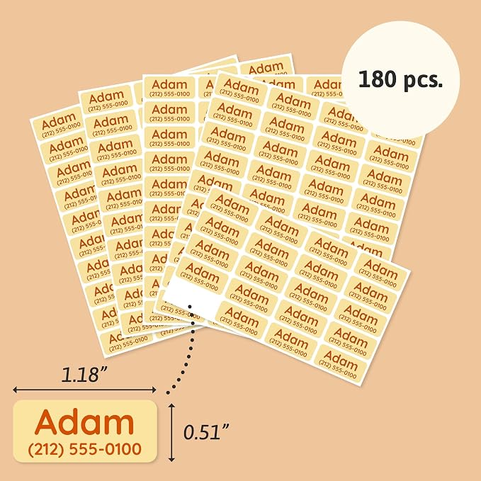 TeddyLabels - Clothing Labels for Nursing Home (180) – Self-Adhesive Name Tags for Clothes and Personal Items. Personalized Labels for Daycare, Nursing Homes, and Laundry Use - Yellow