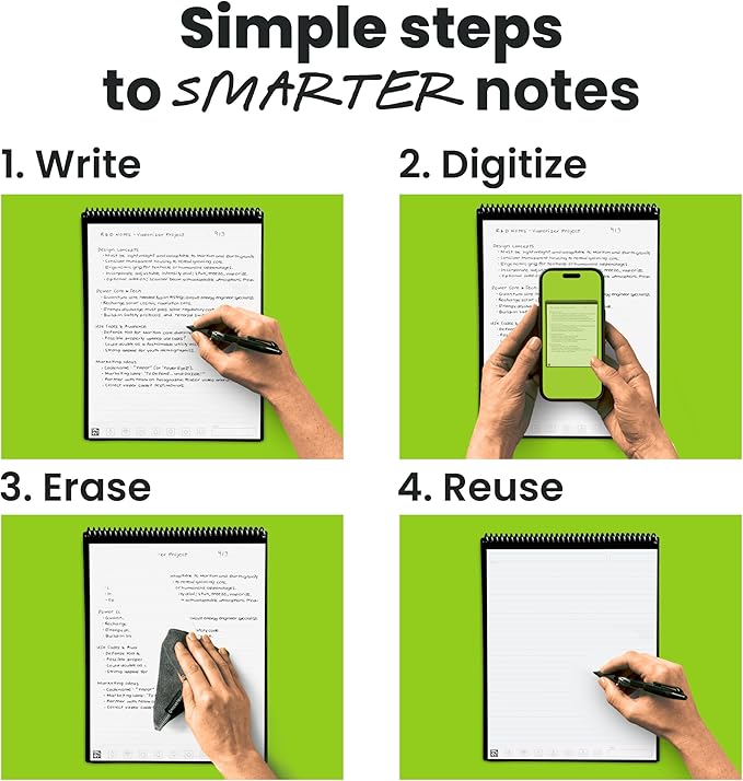 Rocketbook Flip Reusable Smart Notepad, Top Bound Spiral Notebook Lined and Dotted Pages Executive Size 6x8.8, Premium, Teal (Pack of 1)