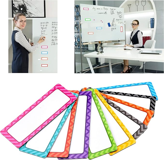 Kare & Kind 40 Pcs Magnetic Dry Erase Labels - Smooth Surface, Reusable and Writable Name Plates - Sticky Tags for Refrigerators and WhiteBoards - Use at Home, School and Office - Art and Crafts