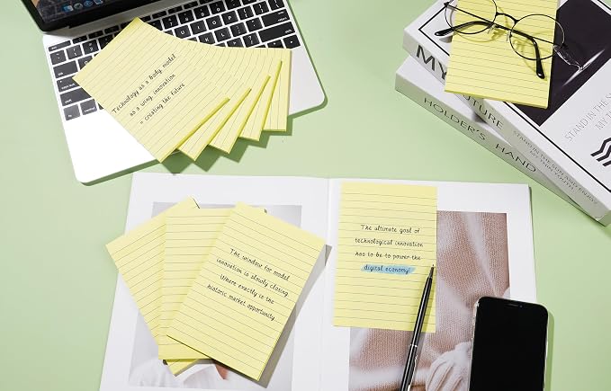 9 Pads Lined Sticky Notes 4x6 inch Post, Yellow, Clean Removal, Self-Stick Pads, Large Sticky Notes Easily Used for Home, Office, School, 40 Sheets/Pad (Pack of 2)