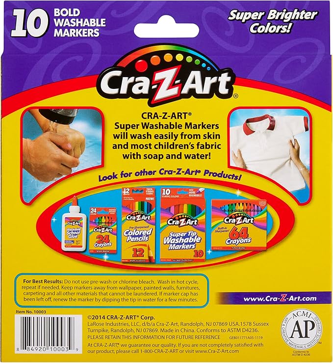 Cra-Z-Art Bold Washable Markers, 10 Count