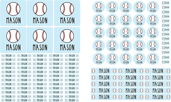 Andaz Press Custom Personalized Waterproof School Name Labels, Baseball, 120-Pack, Kids Labels Combo Pack, Customizable Multi-Use Name Stickers Personalized School Supplies Camp Stickers Daycare
