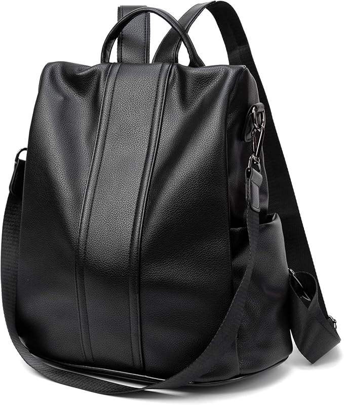PINCNEL Women Backpack Purse Waterproof Nylon Anti-theft Rucksack Lightweight Shoulder Bag, Medium, Black