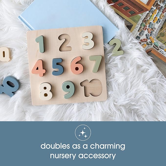 Pearhead Wooden Numbers Puzzle, 1–10 Counting Learning Toy for Toddlers, Montessori Educational Puzzle