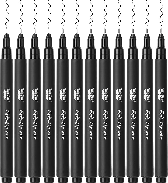 Mr. Pen- Drawing Pens for Artists, 0.1mm, 12 Pack, Black Artist pens, Micro Pens for Drawing, Bible Journaling Pen, Fine Point