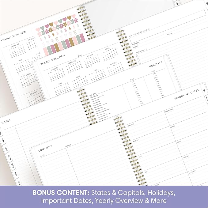 Blue Sky Ashley G 2026-2027 Weekly and Monthly Academic Year Planner Calendar, July 2026 - June 2027, 8.5" x 11", Flexible Cover, Wirebound, Laminated Tabs, Storage Pocket, Includes Sticker Sheet, Multi Color Smoke