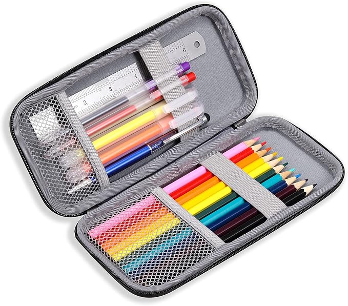 Upgraded Hard Pencil Case Box for Adults,Durable Pen Carrying Case with Zipper-Gray