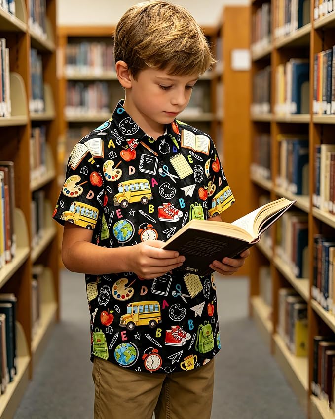Enlifety 2-10T Kids Hawaiian Shirt Boys Short Sleeve Button Down Shirts Hawaii Summer Casual Blouse
