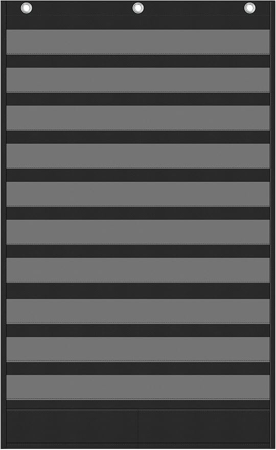 Yoink 10+2 Pockets Standard Pocket Chart, Clear 10 Pockets for Alphabet Learning with 2 Extra Storage Pocket, Chore Chart, Word Wall and Sentence Strips Chart for Classroom, Black (44.9" x 28.1")