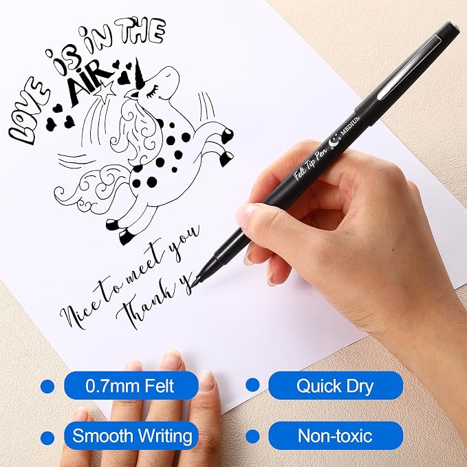 Fuyoooo 20 Pcs Felt Tip Pens 0.7mm Colored Felt Pens Marker Medium Point Journal Planner for Journaling Writing Note Taking Art Office Supplies