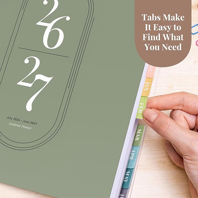Rileys Academic Planner 2026-2027, Daily, Weekly & Monthly Planner, July 2026 - June 2027, Student Notes Pages, Twin-Wire Binding, Weekly Agenda for School & Work (8.5 x 11-Inches, Green)