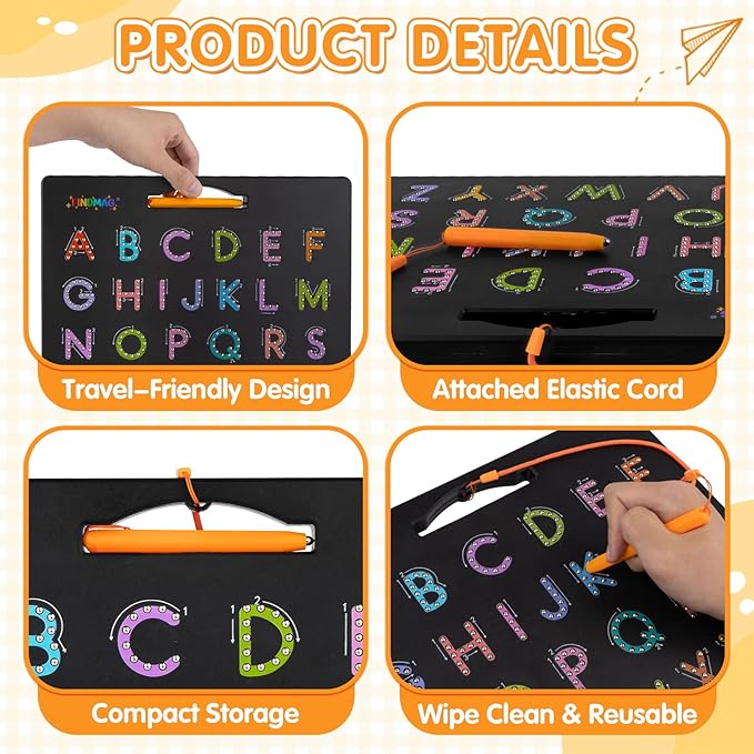 FINDMAG Magnetic Letter Board, Dual Sided ABC Education Board Writing Practice for Toddler, Erasable Educational Tool for Kids, Reusable Learning Toys, Back to School Supplies Road Trip Essentials