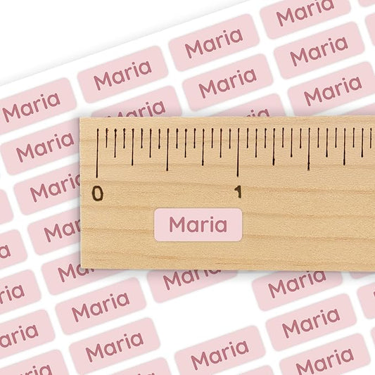 Mini Name Labels (175) - Custom Personalized Name Labels for Labeling Tiny Items, Washer and Dryer-Safe Waterproof Labels for Daycare, Preschool, and School - Light Pink