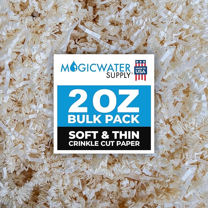 MagicWater Supply - 2 oz - Cream - Soft & Thin Crinkle Cut Paper Shred Filler great for Gift Wrapping, Basket Filling, Birthdays, Weddings, Anniversaries, Valentines Day, and other occasions