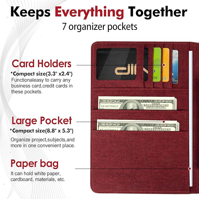 Journal Cover for Rocketbook Flip | 6"x9" Steno Pad Holder & Top Spiral Notebook Cover | Waterproof Folio with Pen Loop & File Pocket for A5, Executive Size Notebooks (Red)