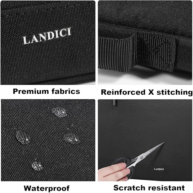 LANDICI 360°Protective Laptop Sleeve Case 14 15 Inch, Waterproof Slim Computer Cover Bag Compatible with MacBook Air M2 15, MacBook Pro 14/15, Chromebook 14/15, Asus vivobook 14, Black