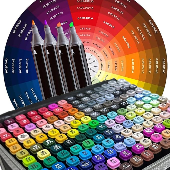 120-Color Dual-Tip Markers Set with Portable Bag - Art Markers for Coloring, Drawing & Sketching -Gift for People Who Love Art.
