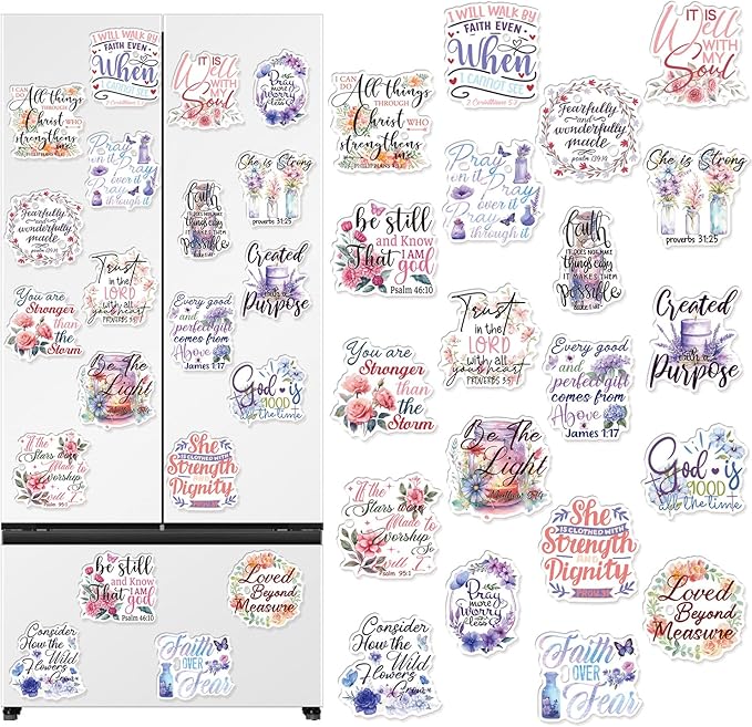 Wxiben Bible Verse Fridge Magnets - 20Pcs Inspirational Christian Refrigerator Magnets Boho Motivational Floral Fridge Magnet Religious Scripture Faith Magnets for Home Office Kitchen Locker Decor