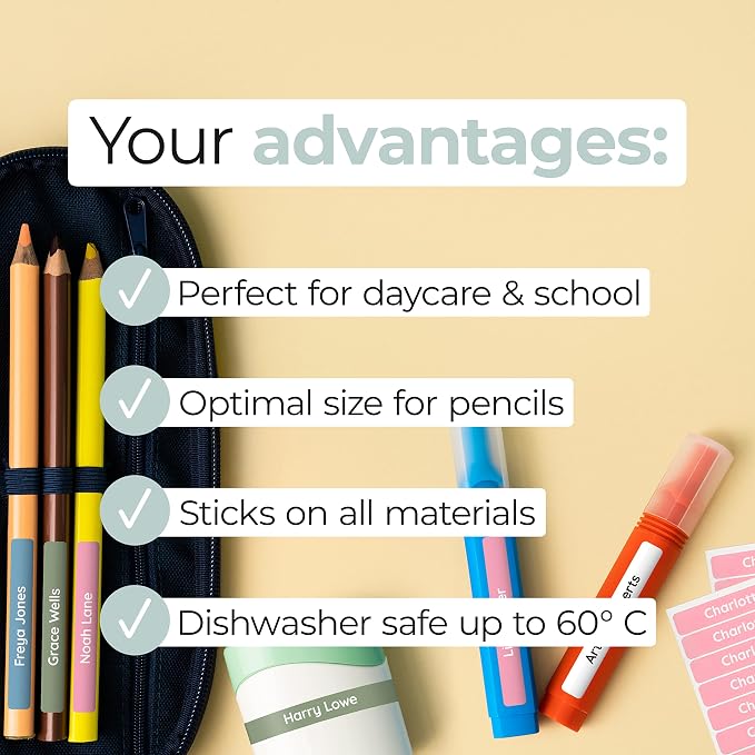 Personalized Kids Name Labels for Pencils Pink [75pcs] - Waterproof Name Stickers for School & Daycare - Pencil Custom Name Stickers - Children Name Stick On Labels for Pens (2.0”x0.3”)