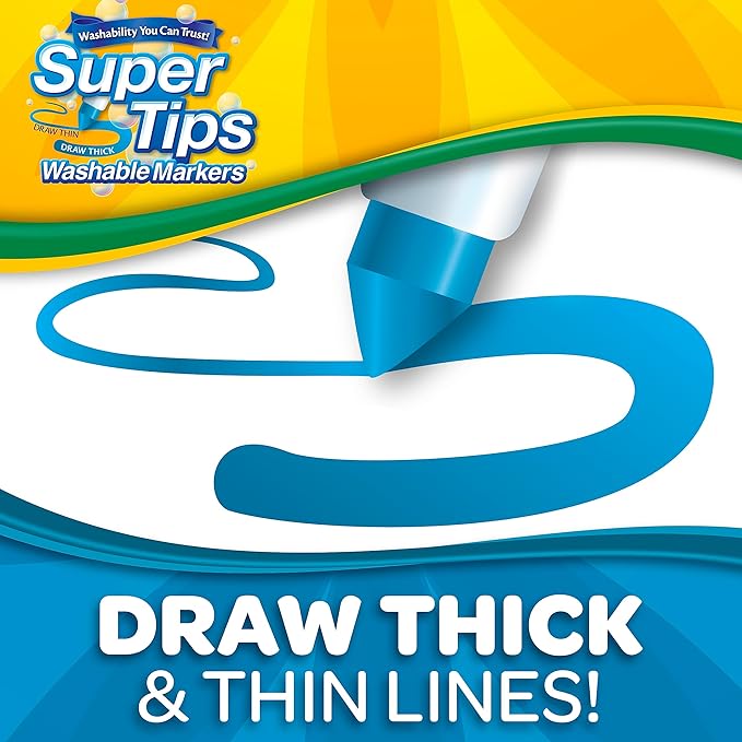 Crayola Super Tips & Silly Scents Washable Marker Set (120ct), Bulk Colored Markers for Coloring Books, Fine Tip, Conical, Water-Based Ink, Ideal for Kids' Art Projects, Gifts