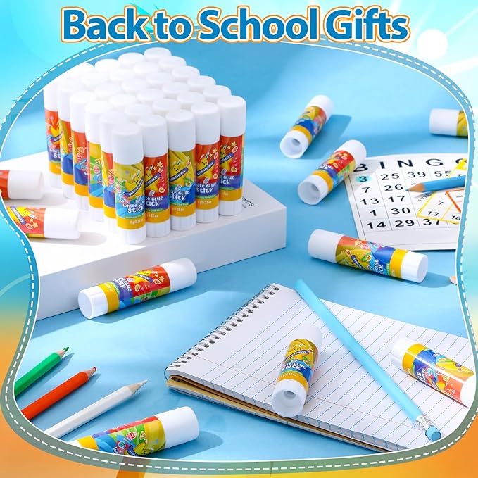 Zubebe 200 Pcs White Glue Stick Bulk Back to School Gifts First Day Sets 0.32 oz Washable Glue Stick for Crafts Home Classroom Prize Party Supplies Scrapbooking Crafting Supplies (Star)
