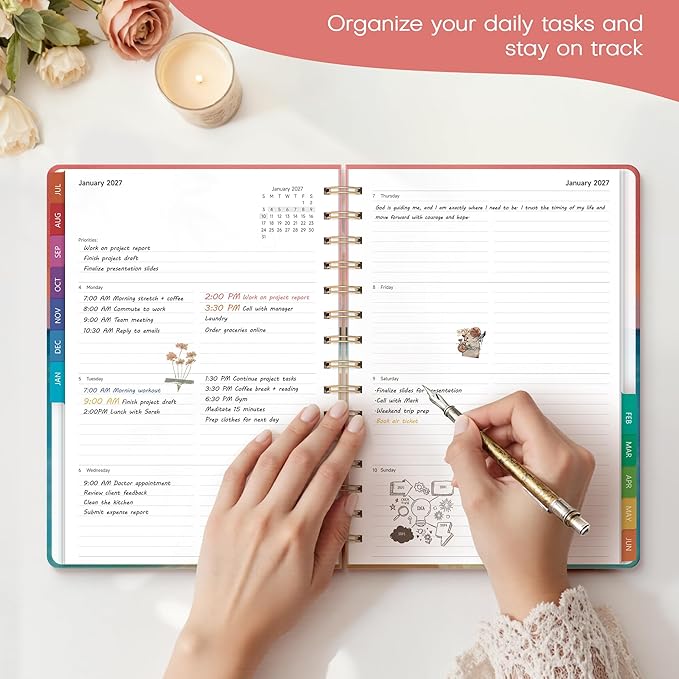 Planner 2026-2027 Monthly and Weekly Academic Planner July 2026 - June 2027, Hardcover Calendar 2026-2027 Agenda Daily Planner for Student Teacher School Office Supplies, 6" x 8.3", Sea Sunset