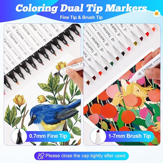 Taotree Alcohol Markers 80 Colors Dual Tips Art Markers Sketch Pens Set, Art Supplies Kit, Drawing Pens Set for Adult Coloring Books for Artist Drawing, Painting, Sketching