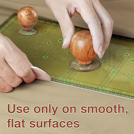 SAVINA Ruler Knob - Wooden Handle with Strong Suction Cup Grip – Comfortable Quilting Ruler Holder for Patchwork, Sewing, Cutting & Crafting Tools for Quilters (2)