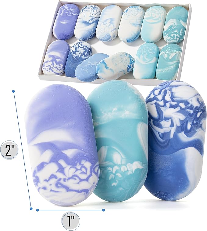 Mr. Pen- Marble Pencil Erasers, 12 Pack, 1" x 2", Soft Rubber Marble Pencil Erasers for School, Office, Art Sketching, Homework, Exams, Clean Smudge-Free Correction