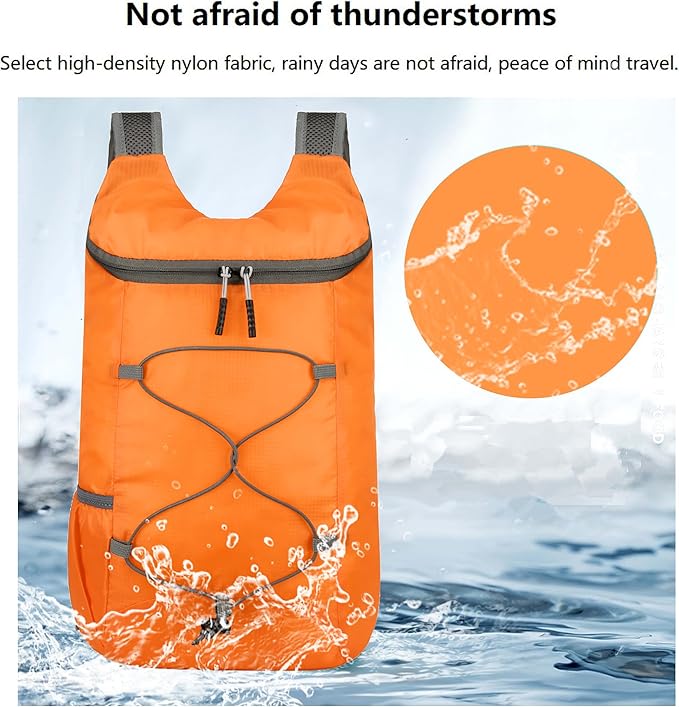 levayhill 16L Lightweight Foldable Hiking-Backpack Small Packable-Daypack For Travel,Ultralight Water-Resistant Gym Bag Men Women Easy Carry-on (Orange)