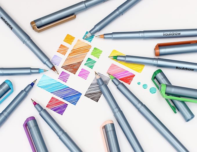 Liquidraw Multicolor Fineliner Pens, Fine 0.5mm Tip, Set of 25