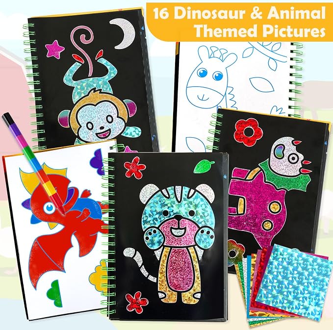 FUNNYB&G Mess-Free Foil Art Craft for Kids Ages 4-10, Kids Birthday Gift